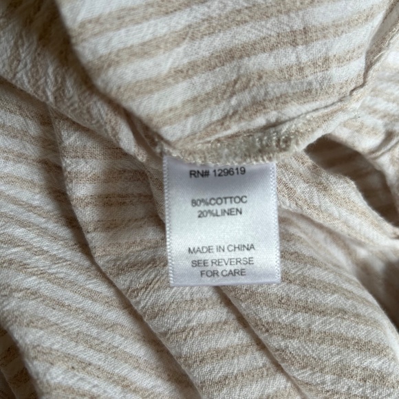 Allie Rose Top Linen Cotton Blend Button Up Women's Size Medium - Picture 3 of 10